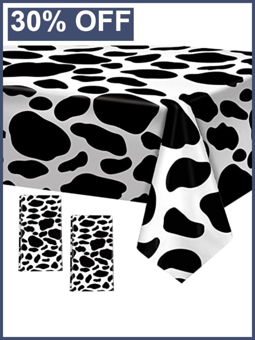 2 Pack Cow Print Plastic Tablecloths 108x54 Farm Animal Party Decor